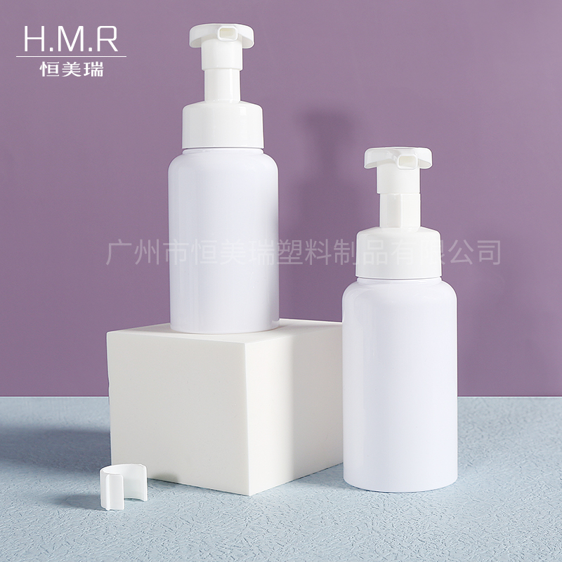 Short Foam Pump Bottle Wide-Mouth Refillable White Dispenser for Cleanser and Hand Soap 200ml 250ml 300ml