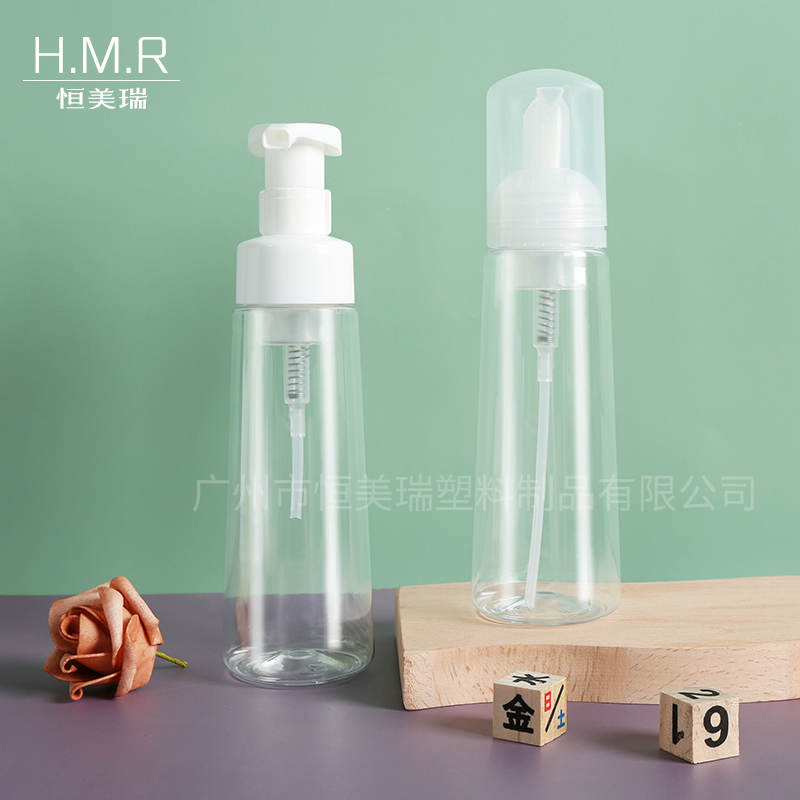Clear Foam Pump Bottle Refillable Dispenser for Liquid Soap and Facial Cleanser 300ml