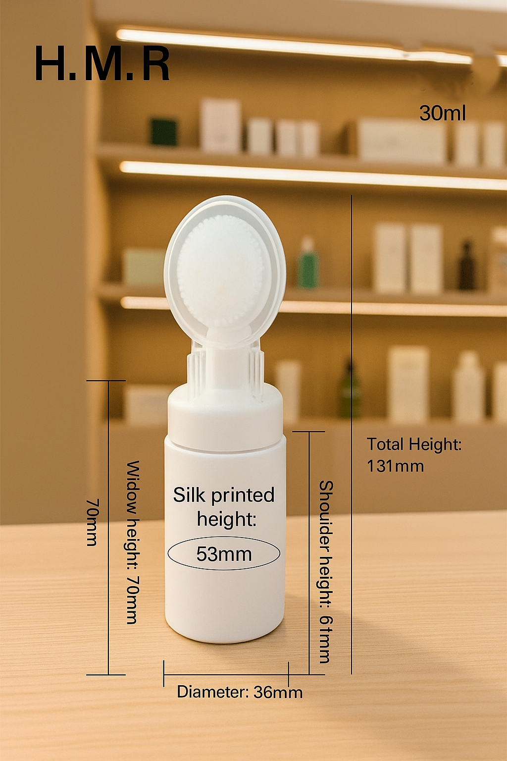 50ml6oml Transparent Foam Cleanser Bottle with Silicone Brush Head – Reusable Press-type Dispenser