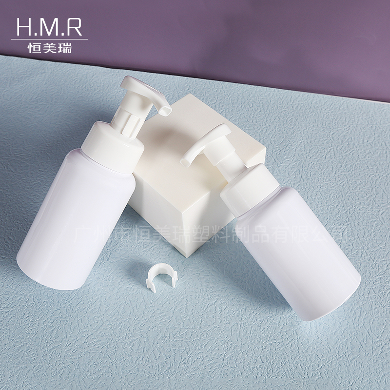 Short Foam Pump Bottle Wide-Mouth Refillable White Dispenser for Cleanser and Hand Soap 200ml 250ml 300ml