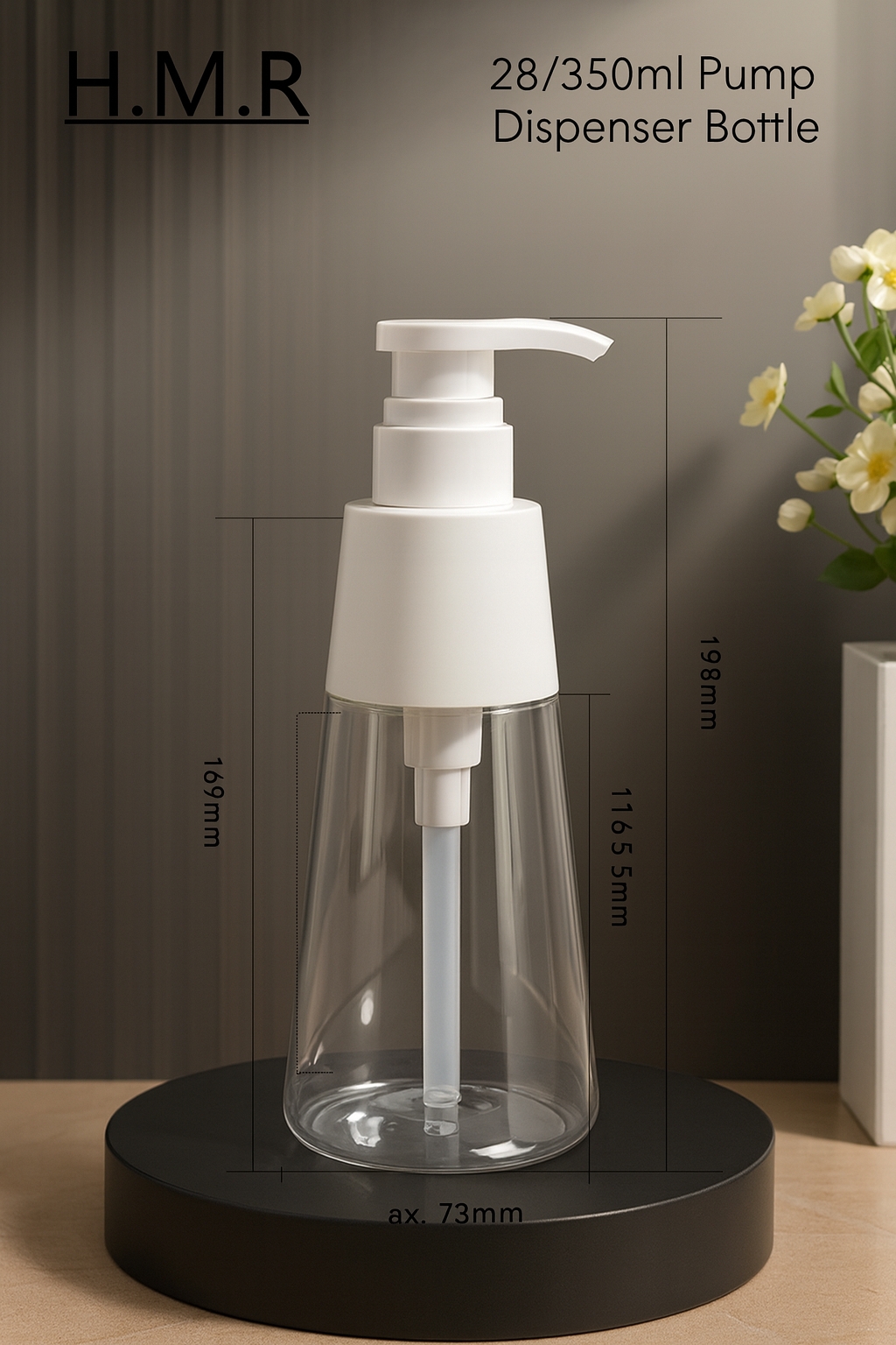 150ml240ml350ml White Conical Lotion Pump Bottle – Refillable Plastic Dispenser for Soap, Shampoo, and Skincare