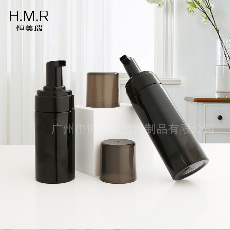 Black Foam Pump Bottle Refillable Plastic Dispenser for Facial Cleanser 100ml 120ml 150ml 200ml
