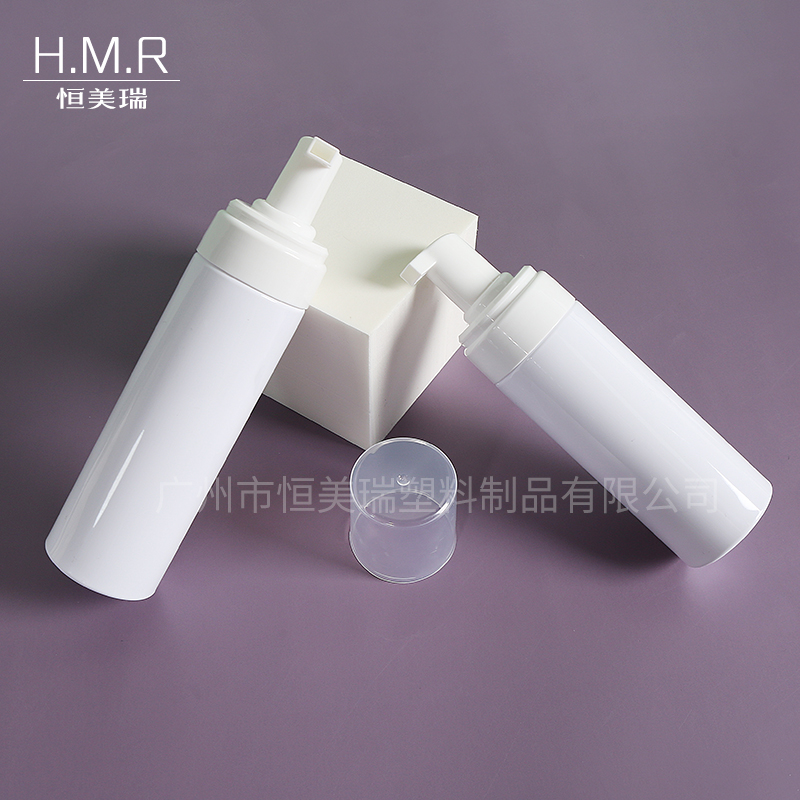 White Foam Pump Bottle Set Refillable Cosmetic Dispenser in Multiple Sizes 80ml 100ml 120ml 150ml 200ml