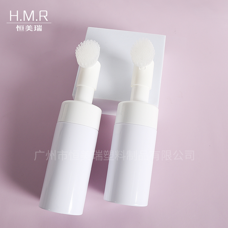 Foam Cleanser Bottle with Brush Head Refillable Press Pump Dispenser 100ml 120ml 150ml 200ml