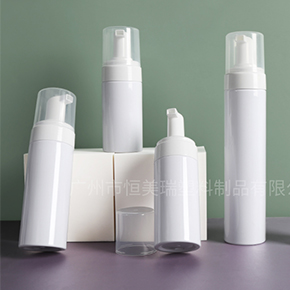 White Foam Pump Bottle Set Refillable Cosmetic Dispenser in Multiple Sizes 80ml 100ml 120ml 150ml 200ml