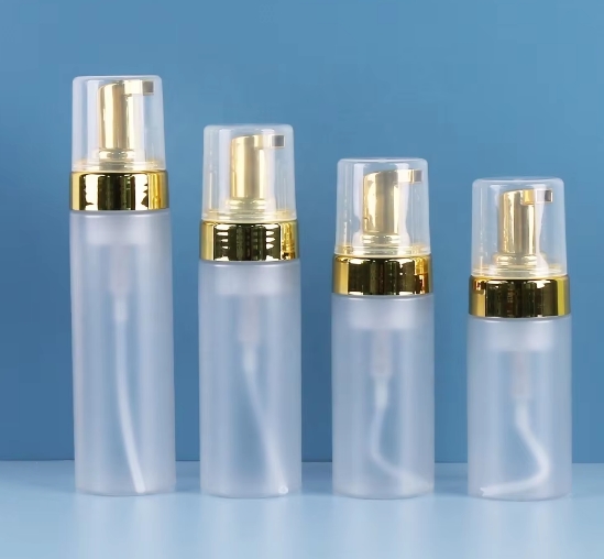 Elegant Refillable Frosted Spray Bottles with Gold Pump - Set of 4 (30ml to 100ml)