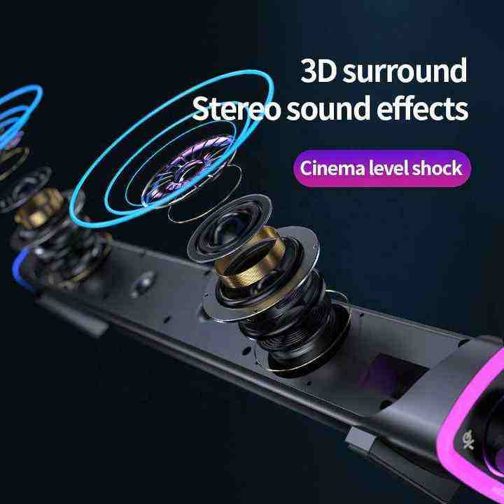 Hot Selling Big Sound 10W Power Bass Creative Hifi Wireless Stereo Music Surround Subwoofer PC Wired Loudspeakers with RGB Light