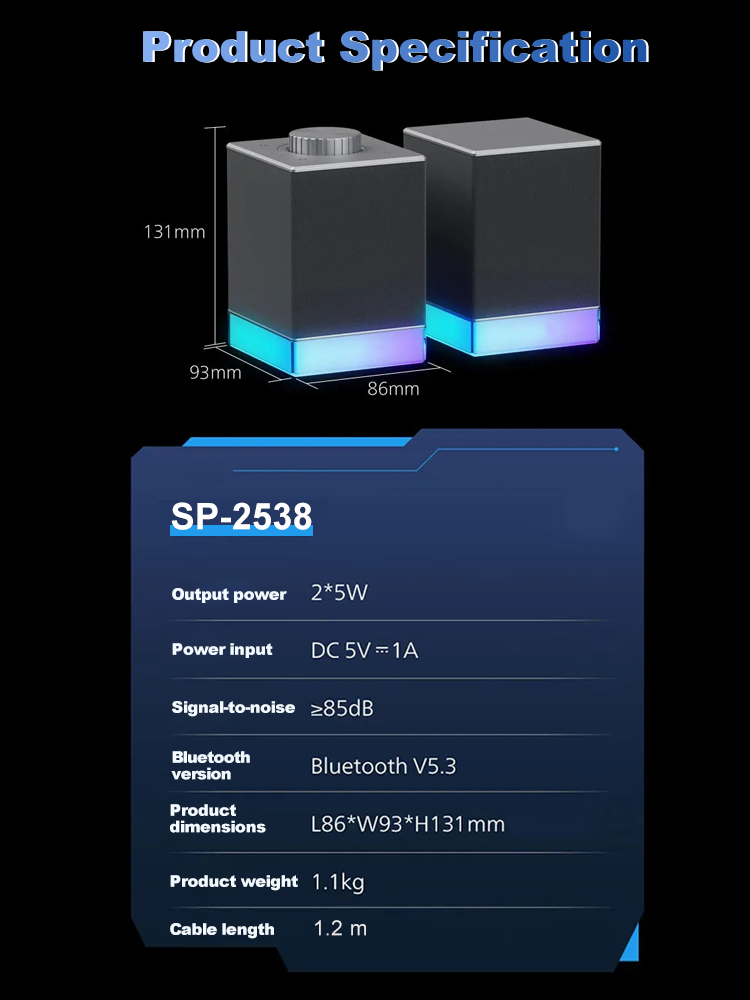 RGB Wired & Bluetooth Dual-Mode Gaming Speakers with Volume Knob