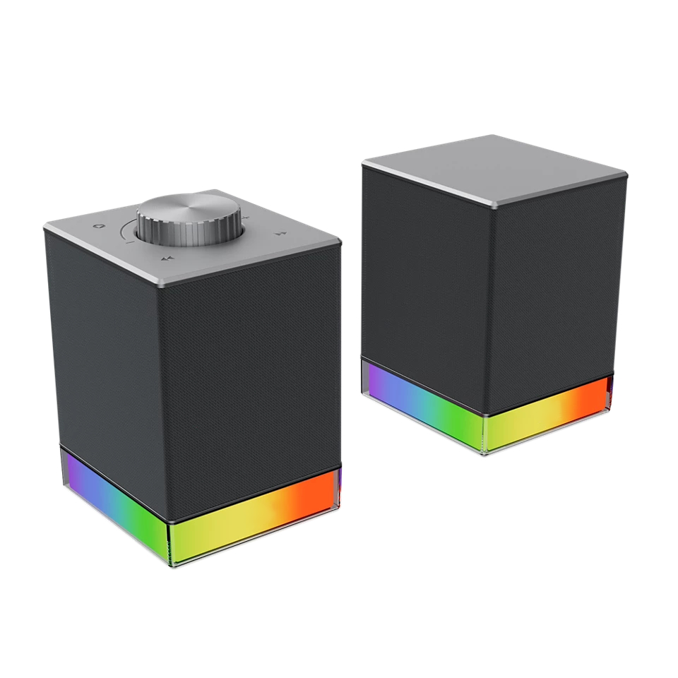 RGB Wired & Bluetooth Dual-Mode Gaming Speakers with Volume Knob