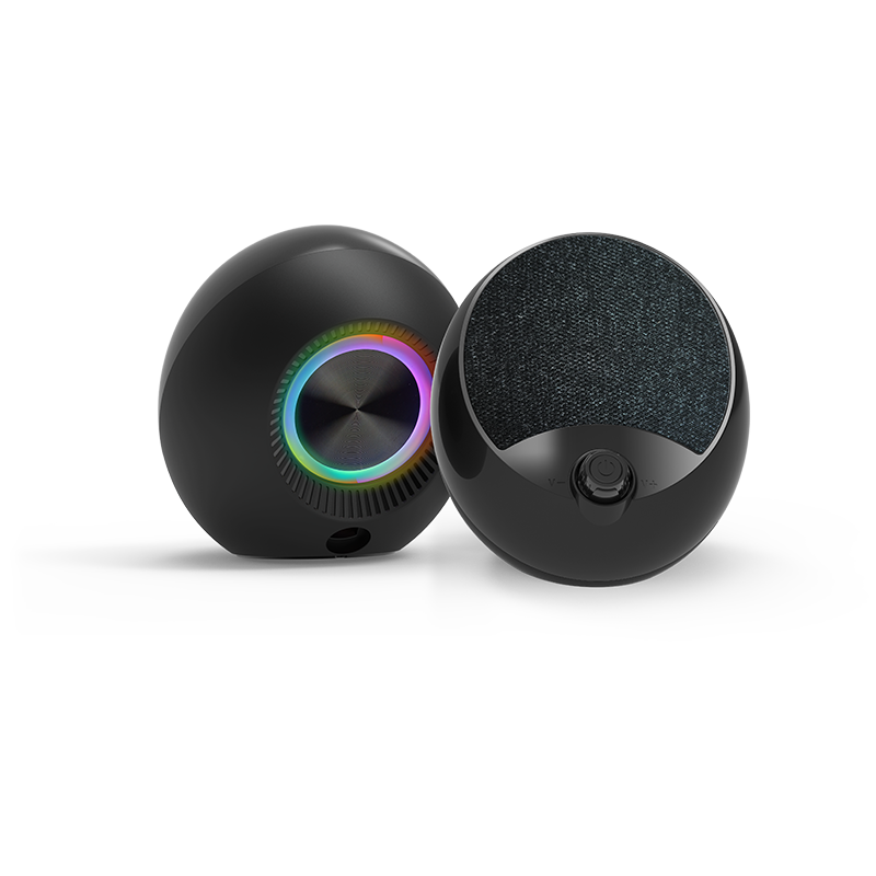 RGB USB Wired Round Desktop Speakers with Volume Control for PC and Laptop