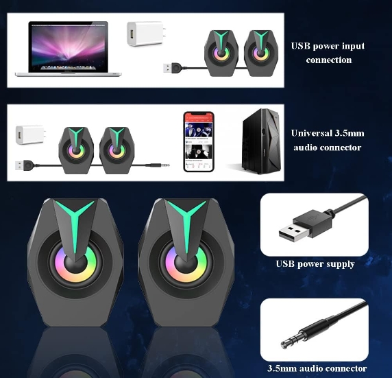 Unique Gadgets China  2.0 USB Powered Subwoofer Speaker Creative Computer Game PC Portable With USB Port Speaker