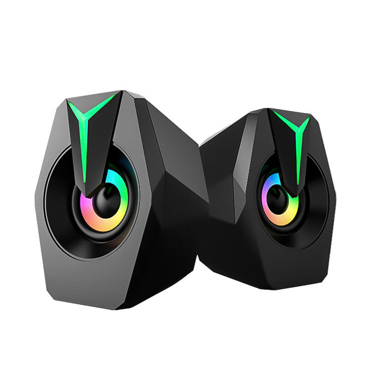 USB Wired Computer Speakers with RGB Lights 2.0 Stereo Gaming Audio 6W RMS and Game Sound Effects for Desktop/Laptop