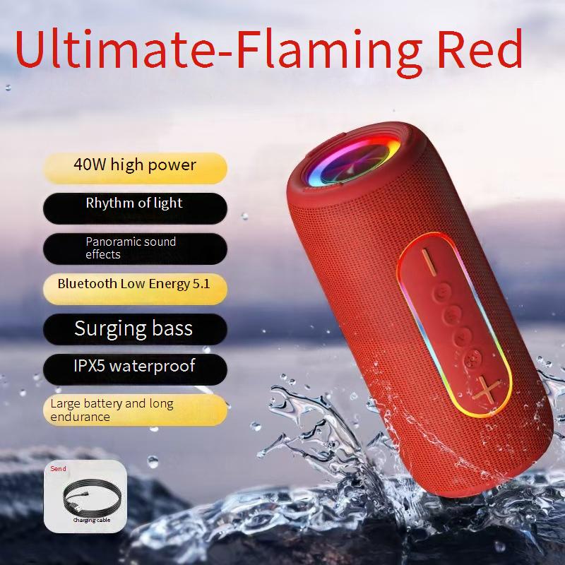 High-quality Sound Waterproof 20W Wireless Speaker Deep Bass RGB Lights TWS for Party 3600mAh Battery, TF/AUX/USB for Outdoor