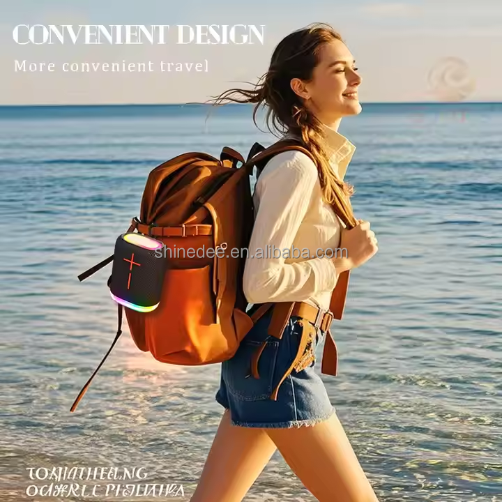 New Customizable Portable  Loud Deep Bass Cool Shocking RGB Lighting Outdoors Fashion Fabric Support OEM Logo Speaker