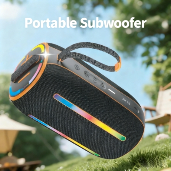 Latest Deep Bass Speaker with RGB LED Lighting Battery Personalized Round Wireless for Music Party Outdoor