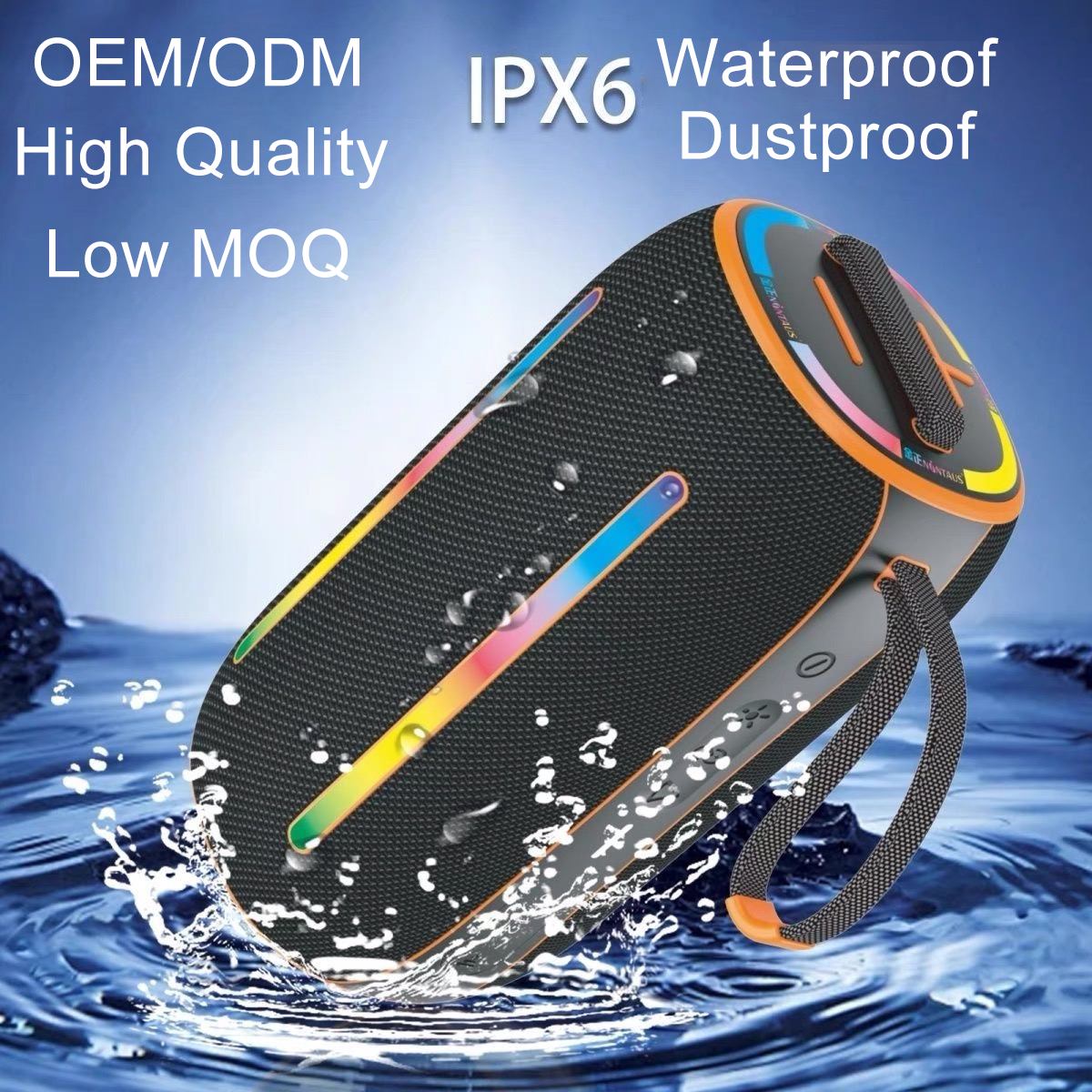 Latest Deep Bass Speaker with RGB LED Lighting Battery Personalized Round Wireless for Music Party Outdoor