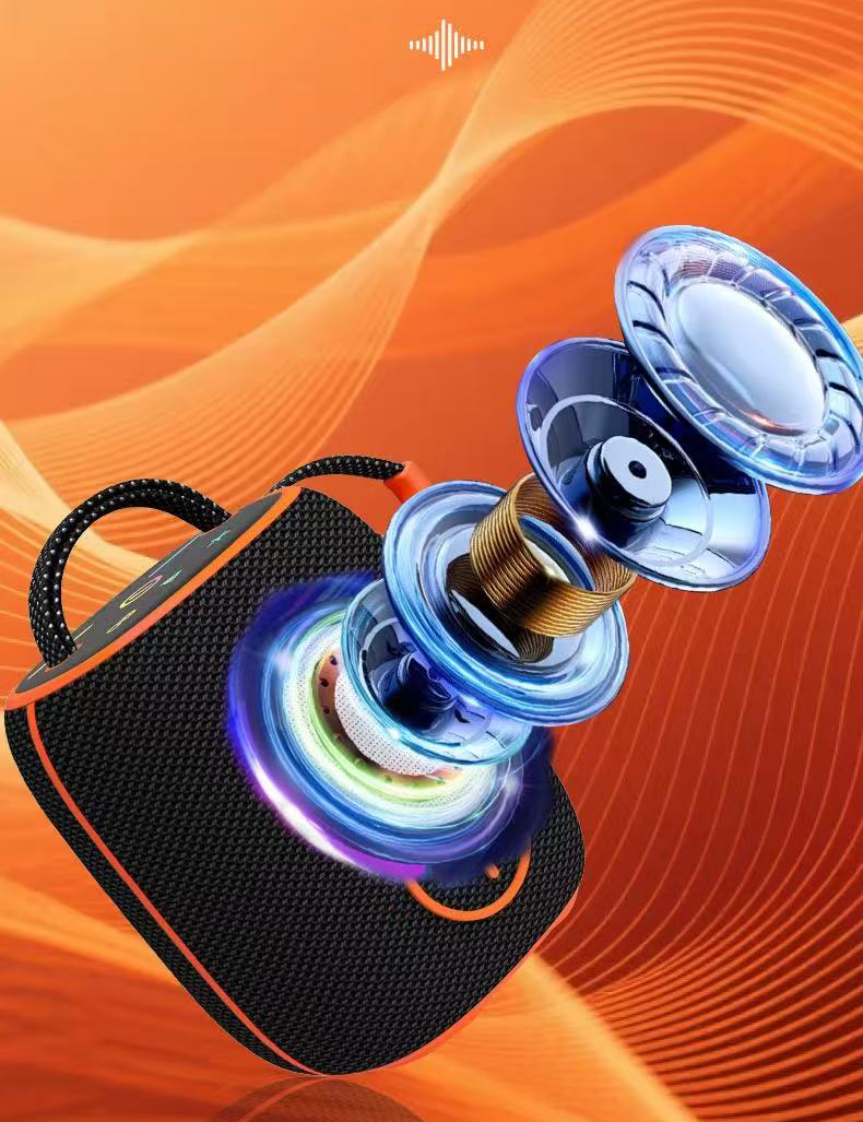 Portable Mini Outdoor Waterproof Sports Stereo Sound Durable Buttons Bass Colorful Rgb Wireless Speakers