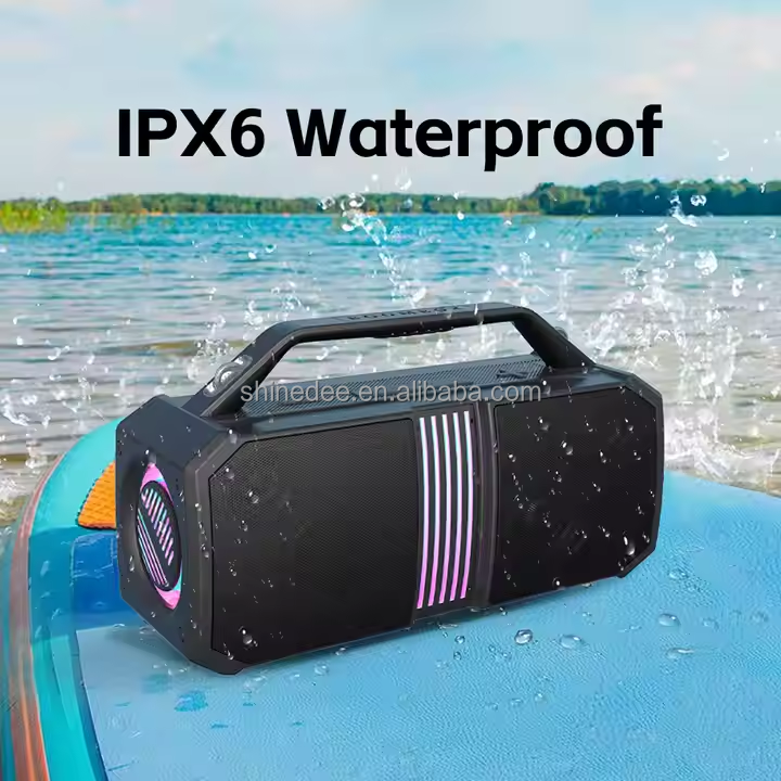 High Power 60W Wireless Speaker Deep Bass Boombox Outdoor Waterproof Portable Party  Luminous  Audio Speaker with RGB LED Lights