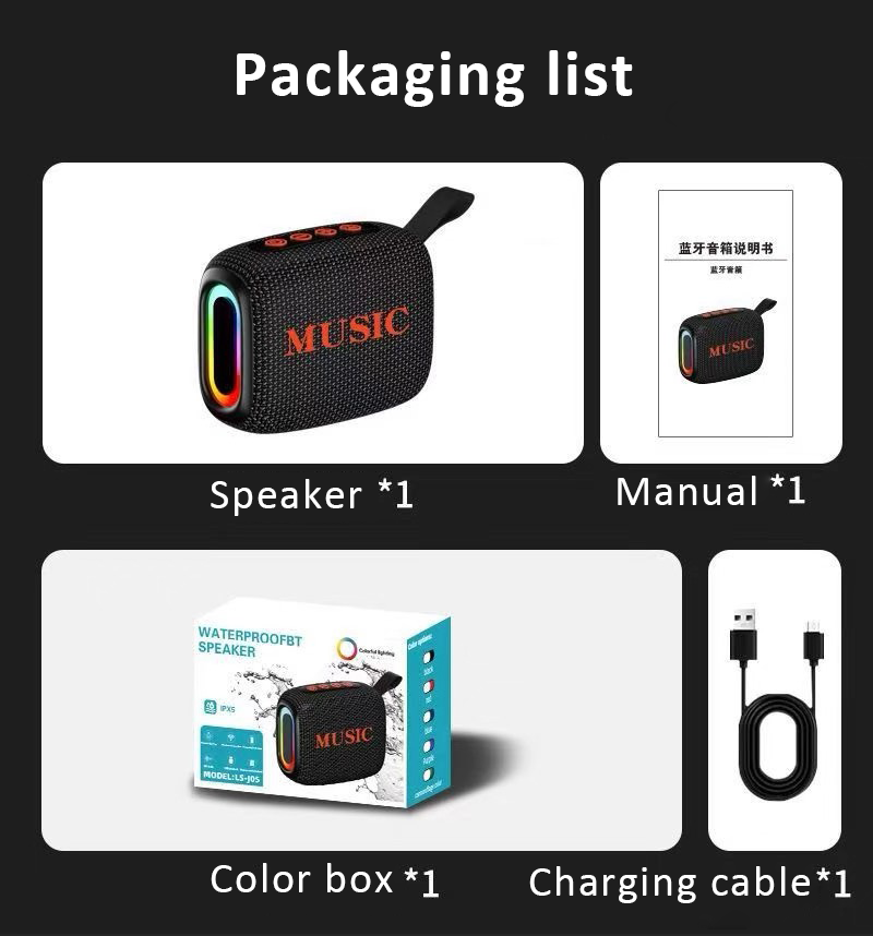 High Quality Small Multifunction Wireless Waterproof Outdoor Stereo Subwoofer Bass with Colorful Rgb Light