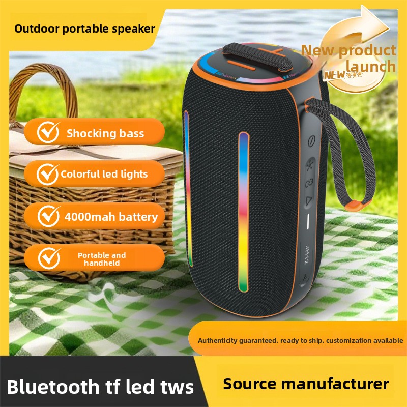 New Outdoor Plastic Box Mobile Speaker RGB LED Lighting Memory Card Support Wireless for 5.3 16W Output