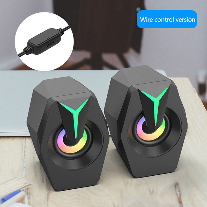 USB Wired Computer Speakers with RGB Lights 2.0 Stereo Gaming Audio 6W RMS and Game Sound Effects for Desktop/Laptop