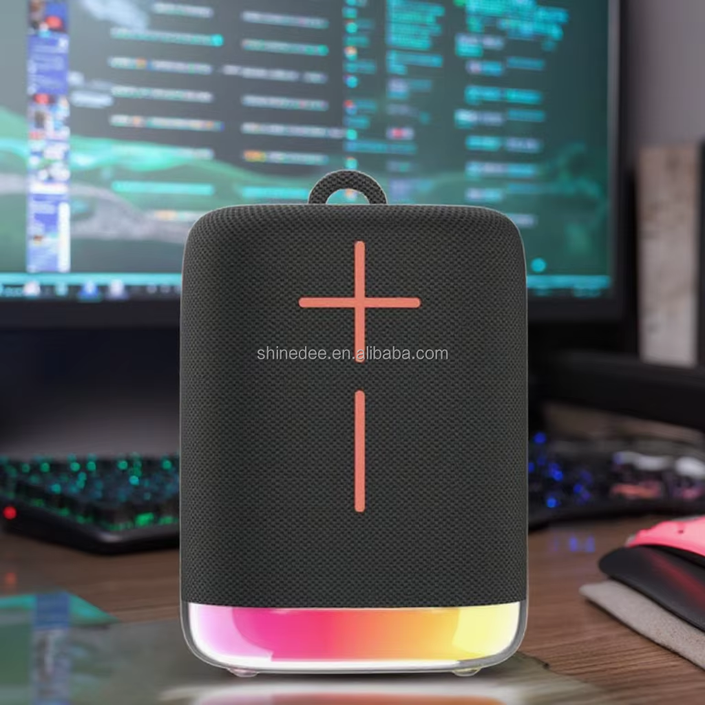 New Customizable Portable  Loud Deep Bass Cool Shocking RGB Lighting Outdoors Fashion Fabric Support OEM Logo Speaker