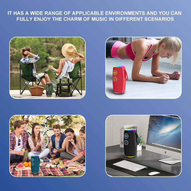 Hifi Quality Stereo Super Bass Custom Portable RGB LED Lights Wireless Waterproof Parties Speaker Box for Outdoors FM Radio