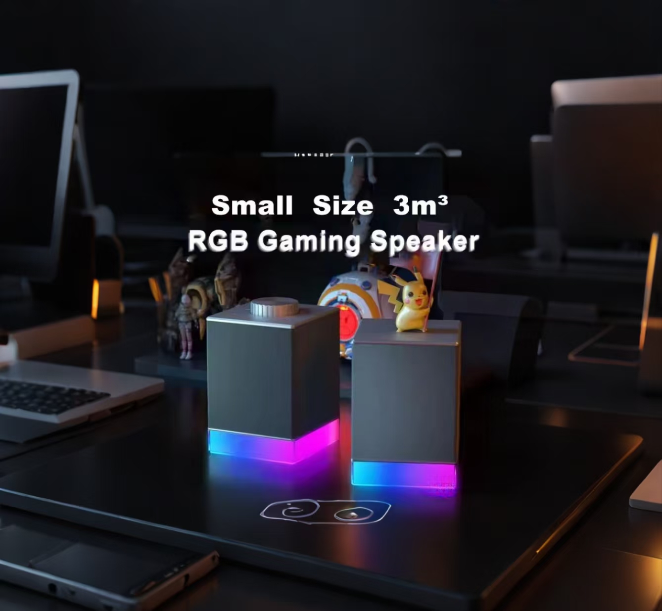 Customized Super Nice HiFi Heavy Bass Stereo Sound Quality 2.0 Desktop USB RGB Lighting  Speaker for Promotion Gifts