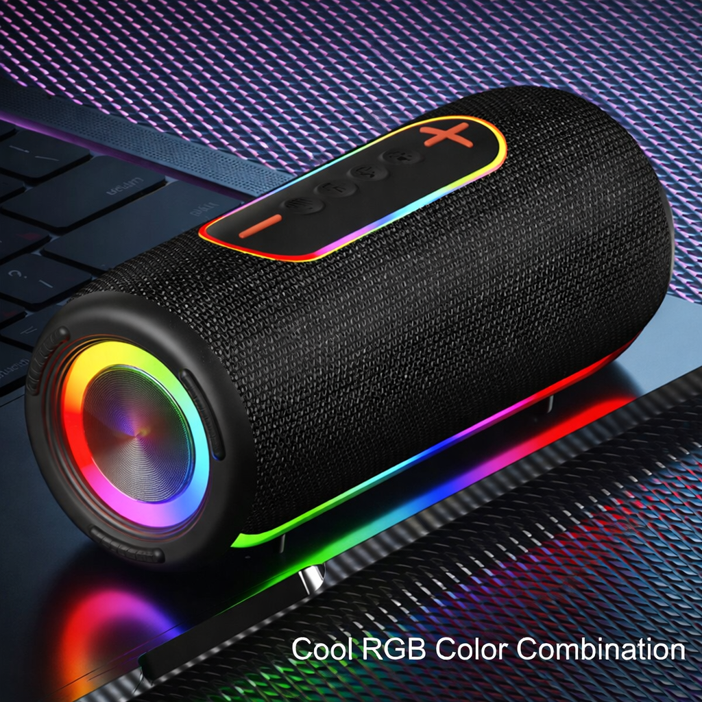 High-quality Sound Waterproof 20W Wireless Speaker Deep Bass RGB Lights TWS for Party 3600mAh Battery, TF/AUX/USB for Outdoor