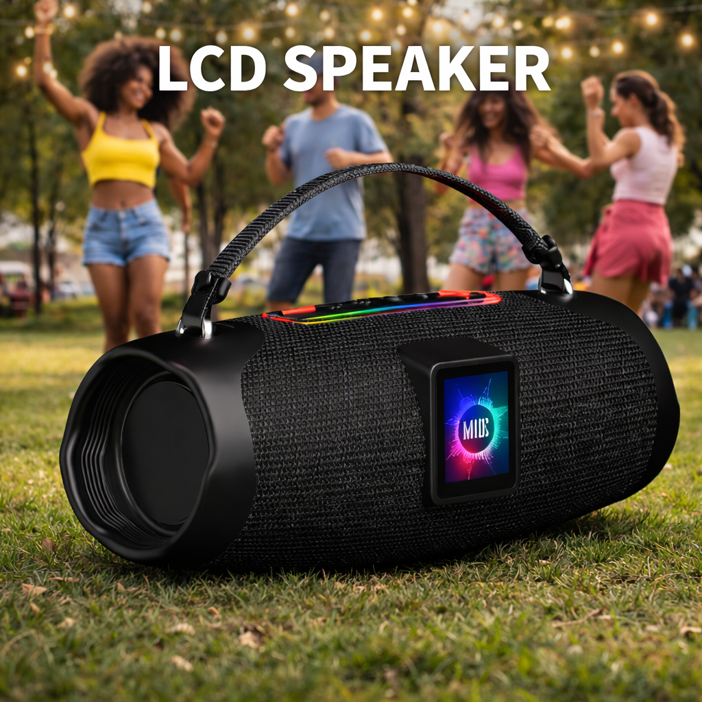 Wireless Audio Portable LCD Screen Led Dual Driver Unit Rgb Lights Clock Function Heavy Bass Outdoor Wireless Speaker