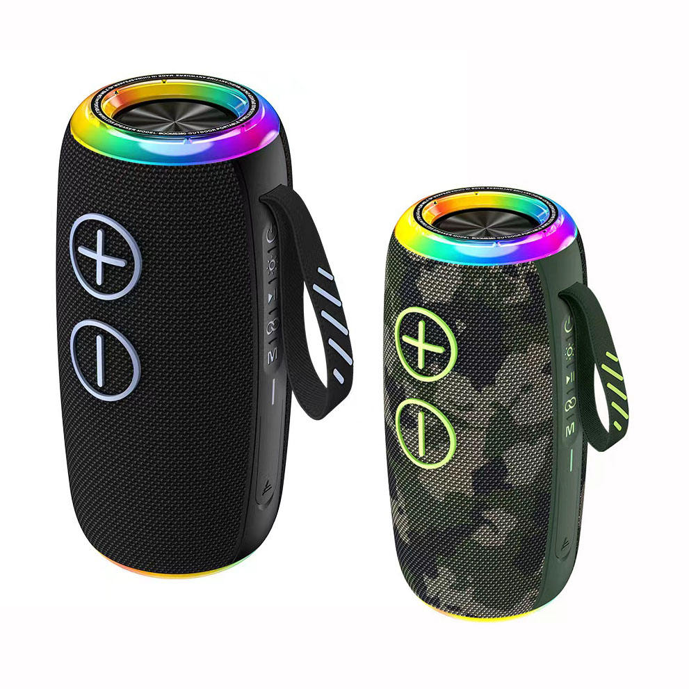 Hifi Quality Stereo Super Bass Custom Portable RGB LED Lights Wireless Waterproof Parties Speaker Box for Outdoors FM Radio