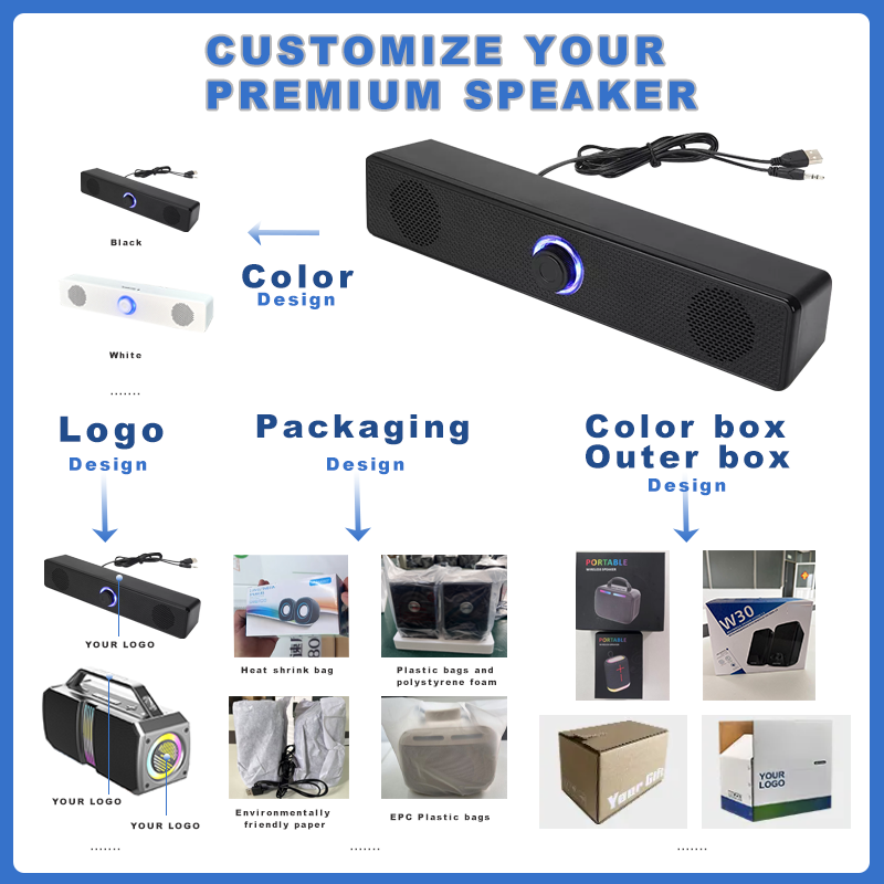 Hot Selling Portable Mini Wireless for Subwoofer RGB Lights Atmosphere Battery Plastic Computer Card Insertion Outdoor Speaker