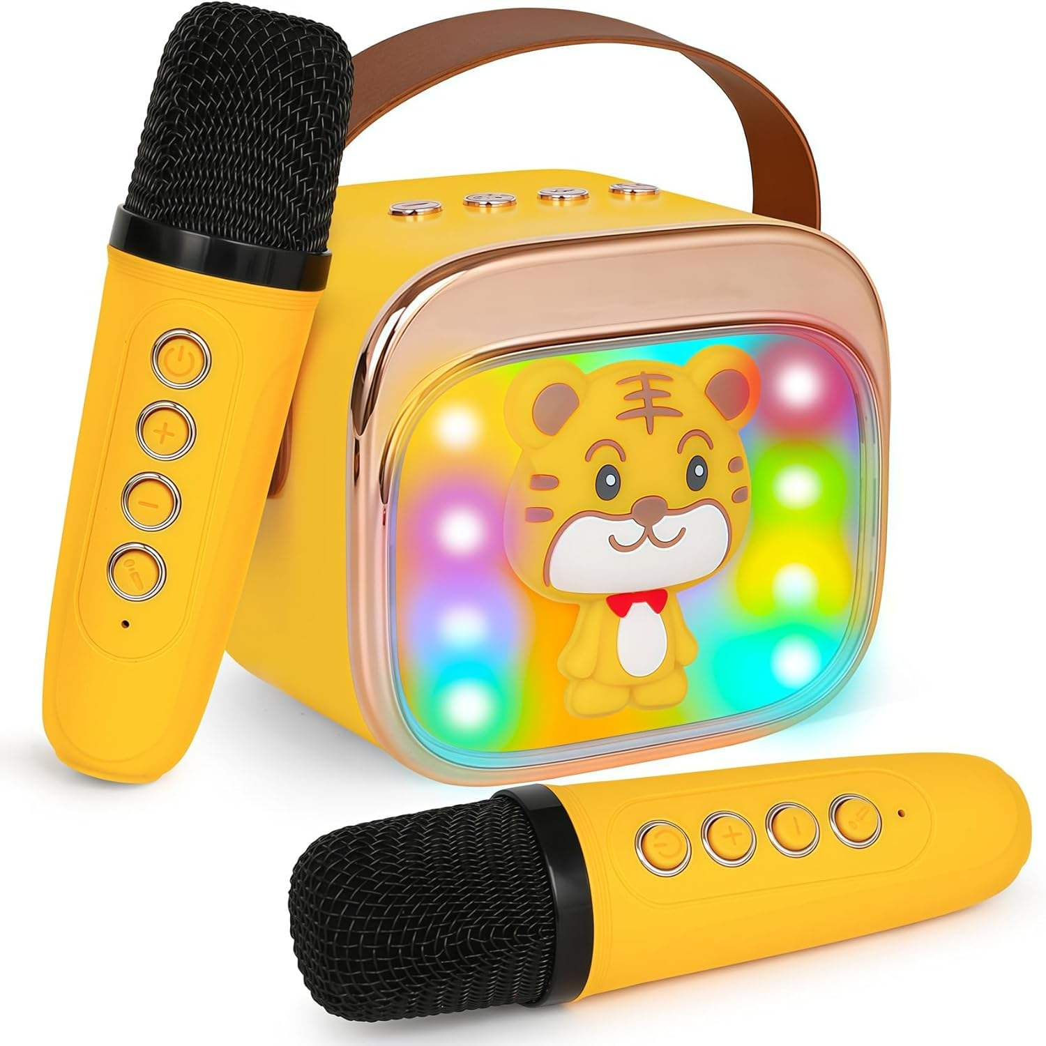Cute Full  RGB LED Light Wireless Rechargeable Sound Karaoke Mini Karaoke Speaker Set up for Phone Singing Kids with Microphones