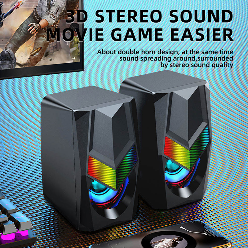 Latrodar Computer Speaker 2PCS RGB Backlight Secure Ion PC Speakers for Desktop Mini Gaming  Home Stuff