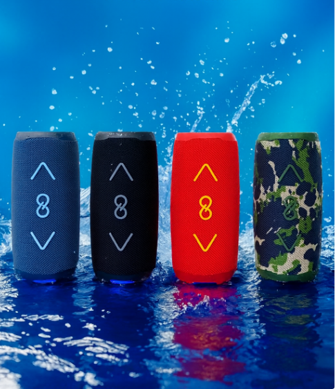 Hot Portable Multicolored Fabric RGB Light Waterproof IPX5 Wireless Big Sound Stereo Woofer Speaker with Active FM Radio TF/USB