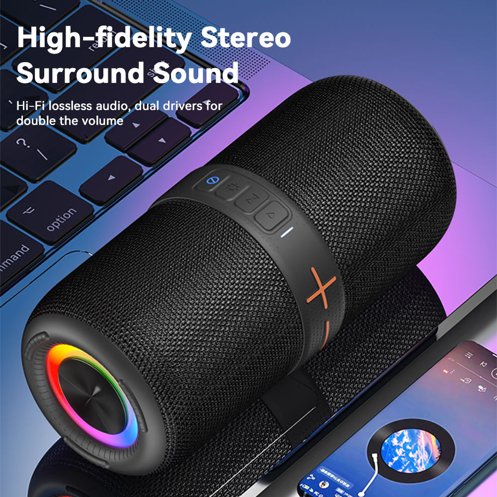 2026 RGB 20W Customized Outdoor Home Bass Waterproof Party Stereo Sound Subwoofer OEM Wireless Camping Portable Music Speaker