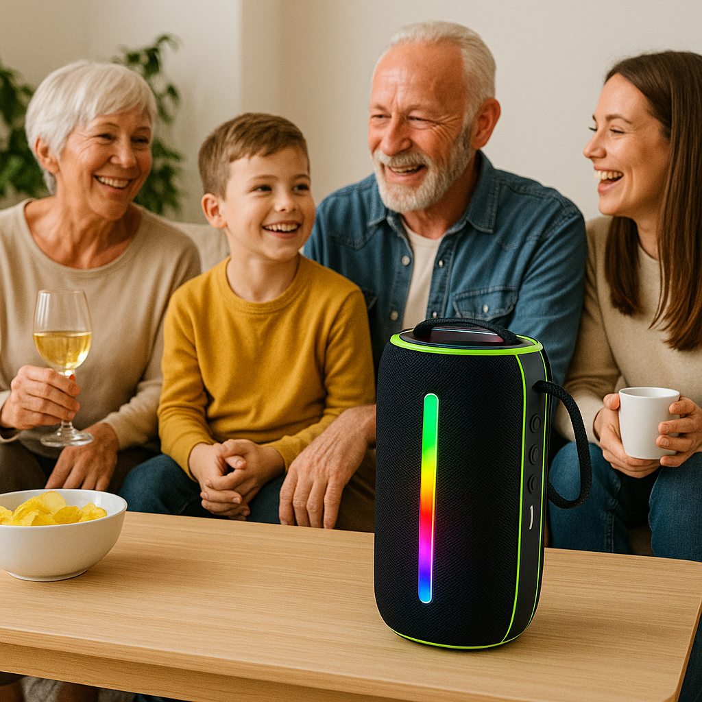 Latest Deep Bass Speaker with RGB LED Lighting Battery Personalized Round Wireless for Music Party Outdoor