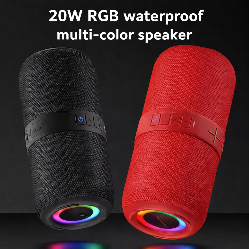 2026 RGB 20W Customized Outdoor Home Bass Waterproof Party Stereo Sound Subwoofer OEM Wireless Camping Portable Music Speaker