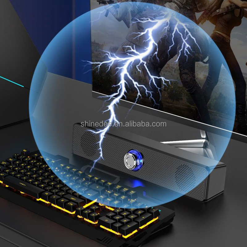 Popular OEM Wholesale Laptop Desktop Audio Woofer USB Computer Stereo Wired Blue Lights Soundbar Speaker Low-cost Manufacturers