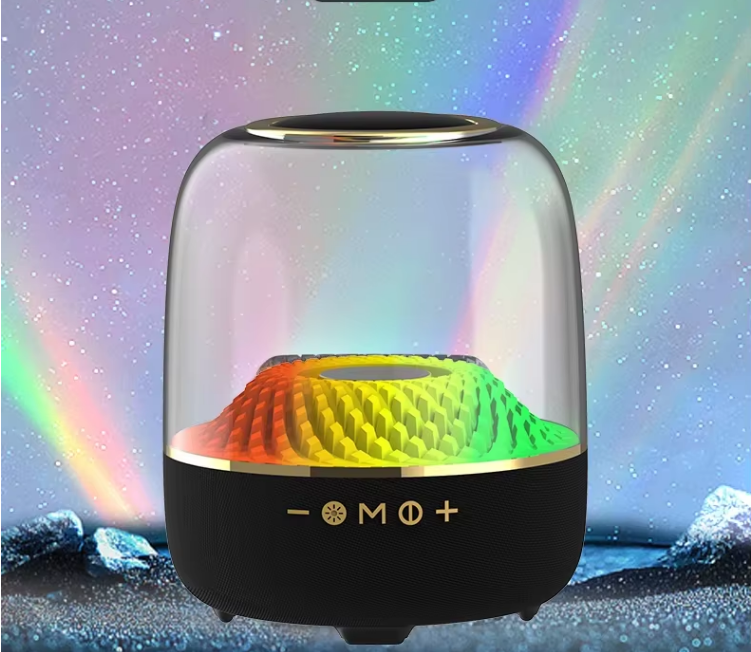 Portable High Performance Wireless Charging Support Speaker-Loud 360° Surround Sound for Party with Colorful Atmosphere Lights
