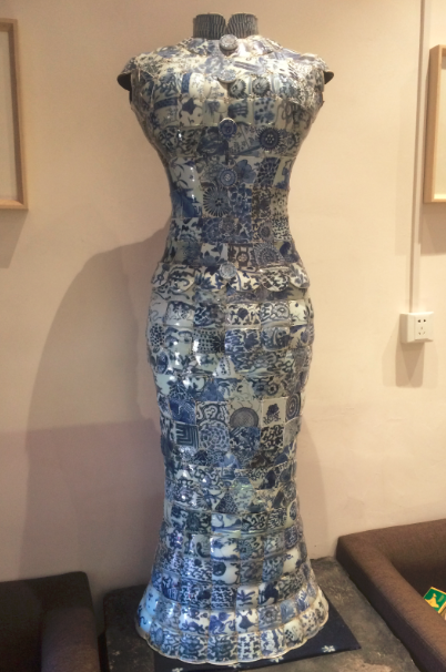 青衣系列古瓷衣服-清代青花旗袍