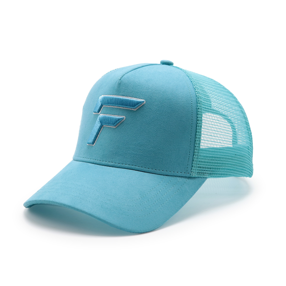 3D Embroidered Suede Mesh Trucker Cap – Multicolor, Raised Logo, Adjustable Snapback, Unisex Streetwear