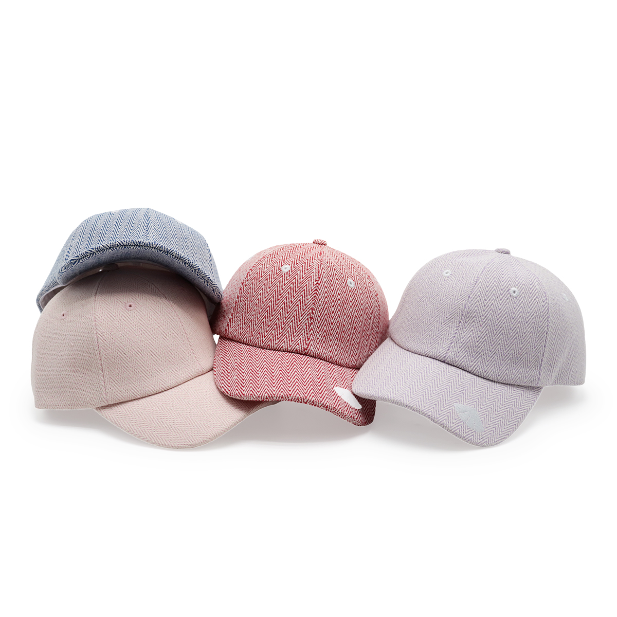 Herringbone Baseball Cap, Adjustable Herringbone Pattern Hat, Embroidered Visor, Unisex Casual Cap (Blue/Red)