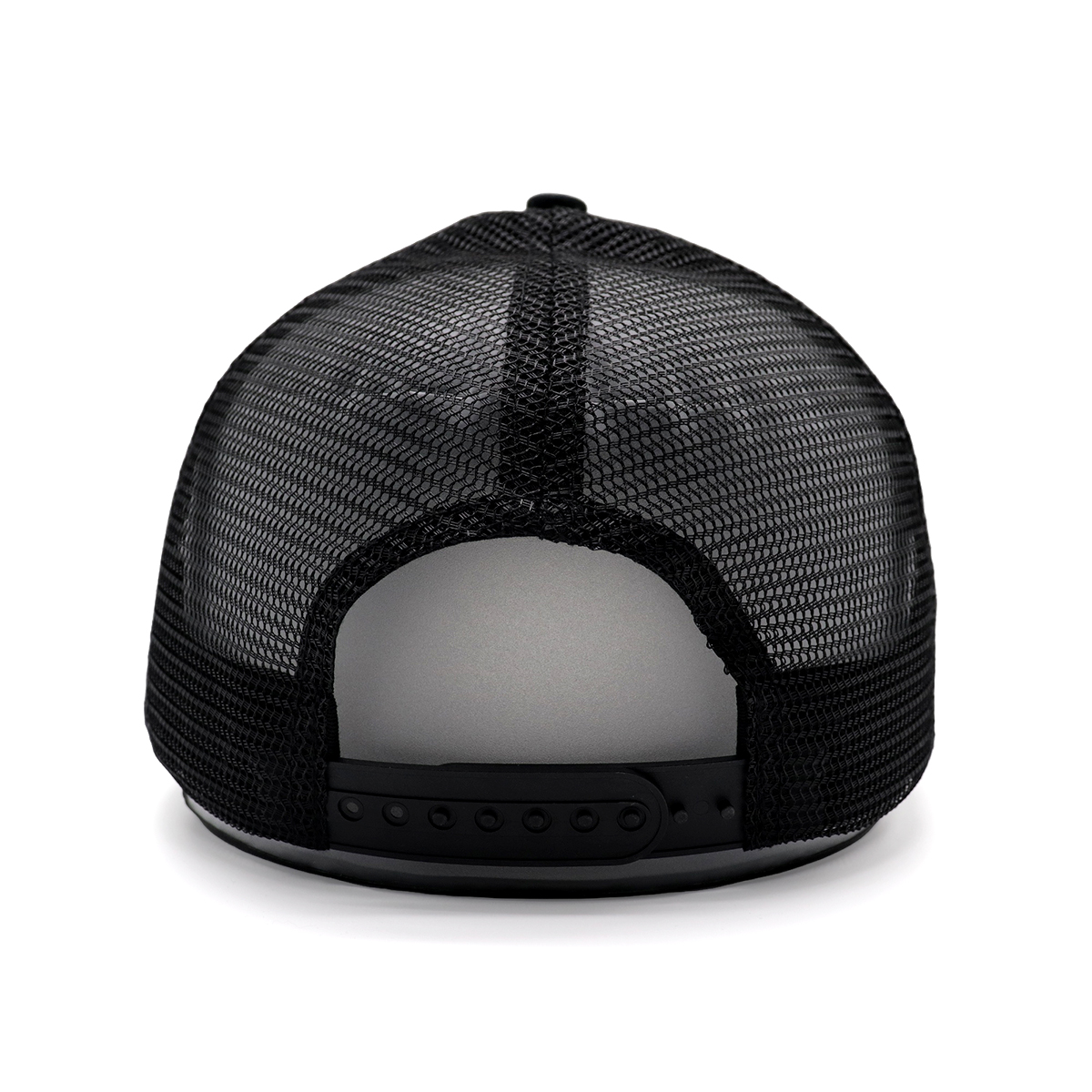 Black Cotton Twill Trucker Cap with 3D Embroidered FLU Logo | Mesh Snapback Hat