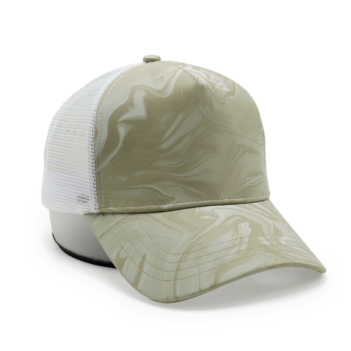 Fitwell Water Ripple Glossy Trucker Cap, Minimalist Mesh Hat, Custom Shiny Effect Outdoor Cap