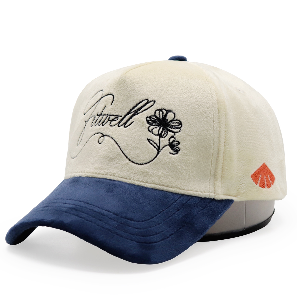 Velvet Embroidered Baseball Cap – Elegant Script & Floral Design, Unisex, Adjustable