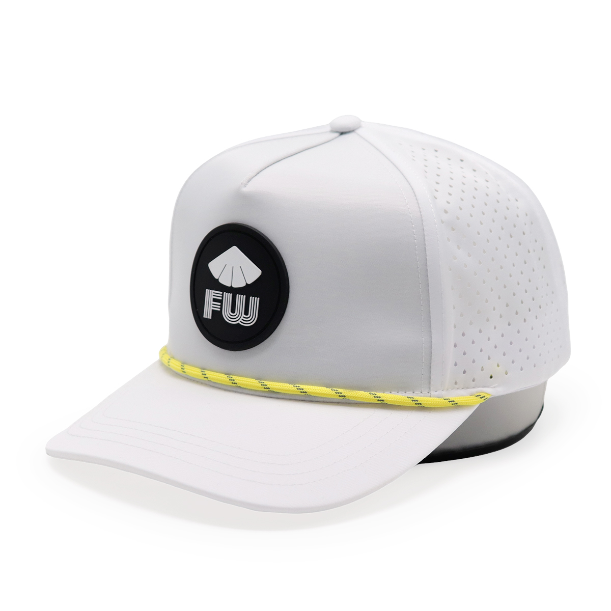 FITWELL Laser Perforated Trucker Hat Rope Accent Patch Mesh Snapback Baseball Cap