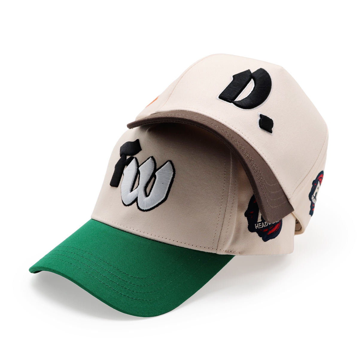 Embroidered Letter Baseball Cap – Retro Contrast Brim Snapback Hat, 3D Letter, Unisex