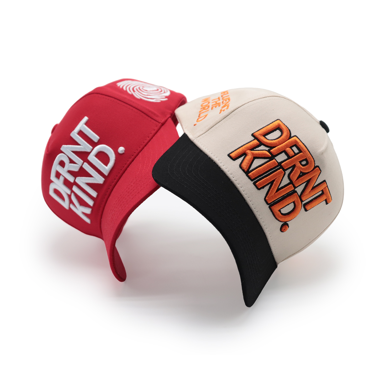 DFRNT KIND. Embroidered Baseball Caps – Colorblock & Red, Adjustable, Unisex Street Style Hats