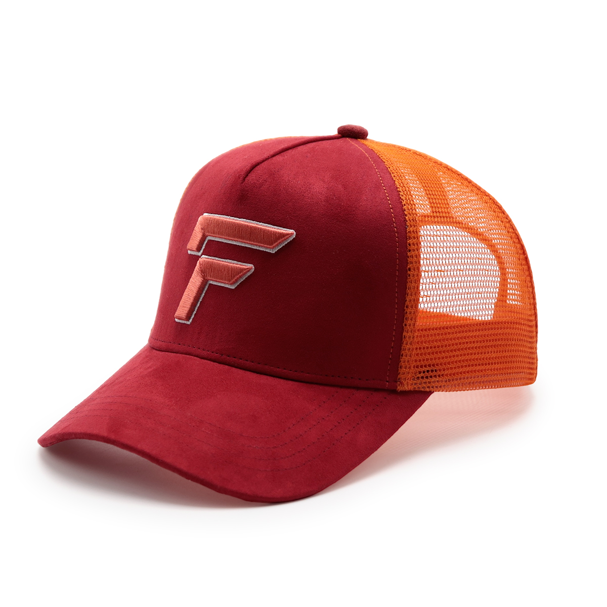 3D Embroidered Suede Mesh Trucker Cap – Multicolor, Raised Logo, Adjustable Snapback, Unisex Streetwear